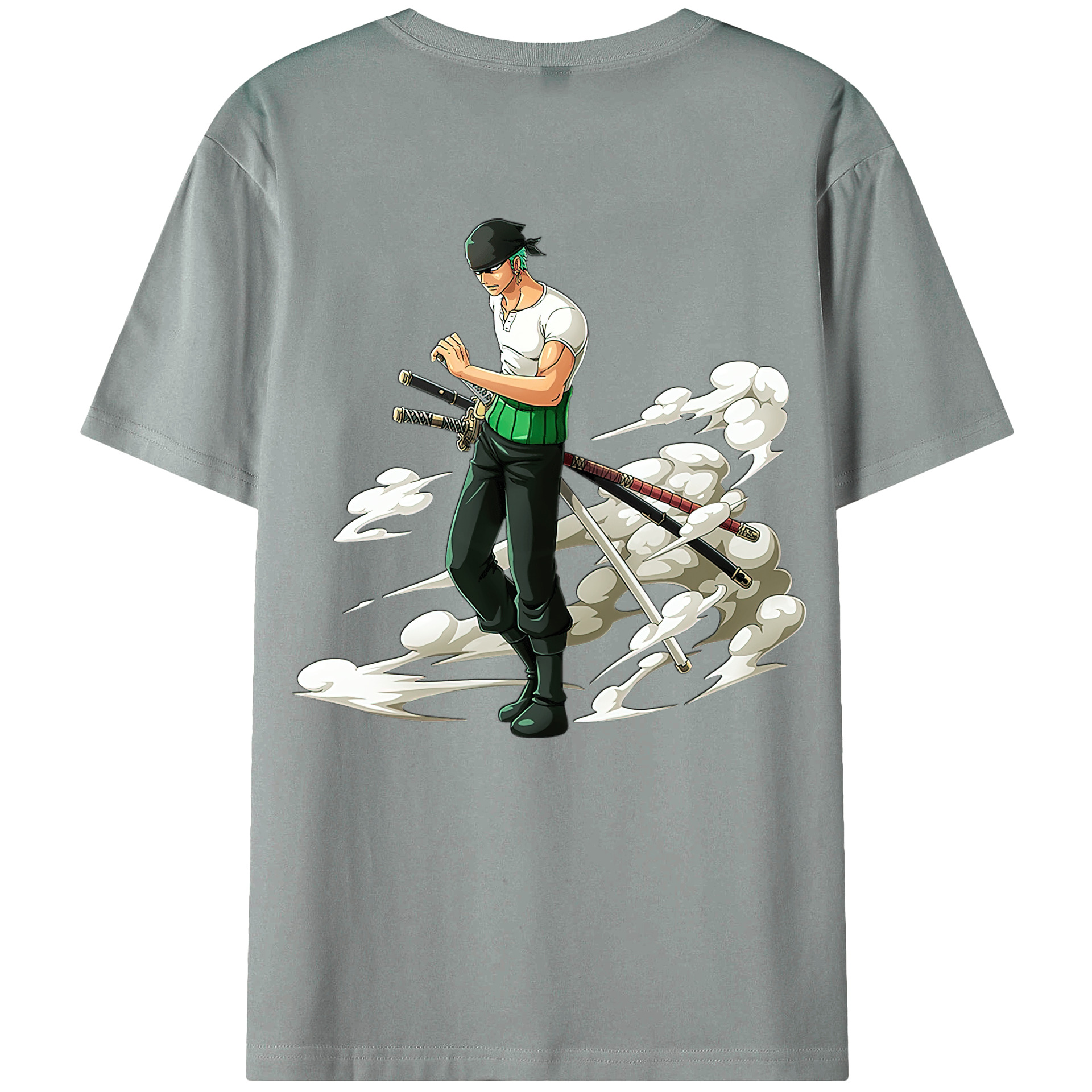 ワンピース ロロノア・ゾロ ONE PIECE Roronoa Zoro 綿100％ メンズ半袖Tシャツ（バックプリント） 通気性